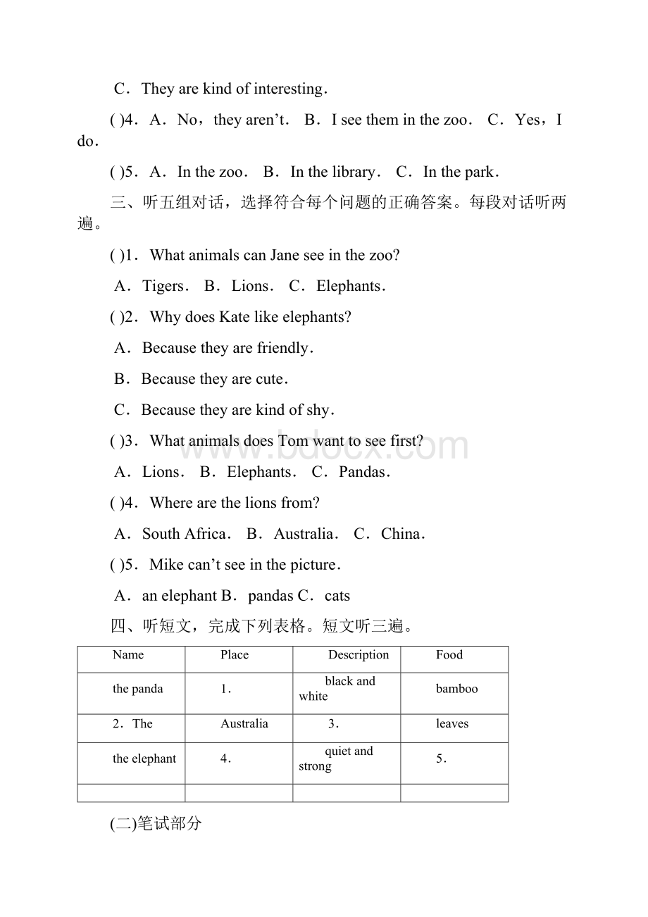 七年级英语下Unit5单元检测卷含答案.docx_第2页