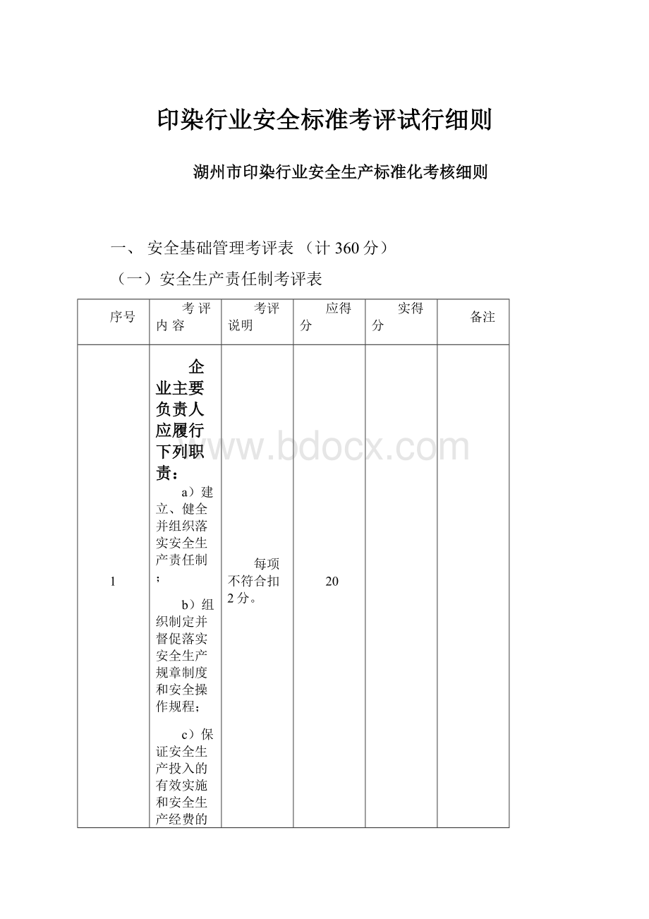 印染行业安全标准考评试行细则.docx