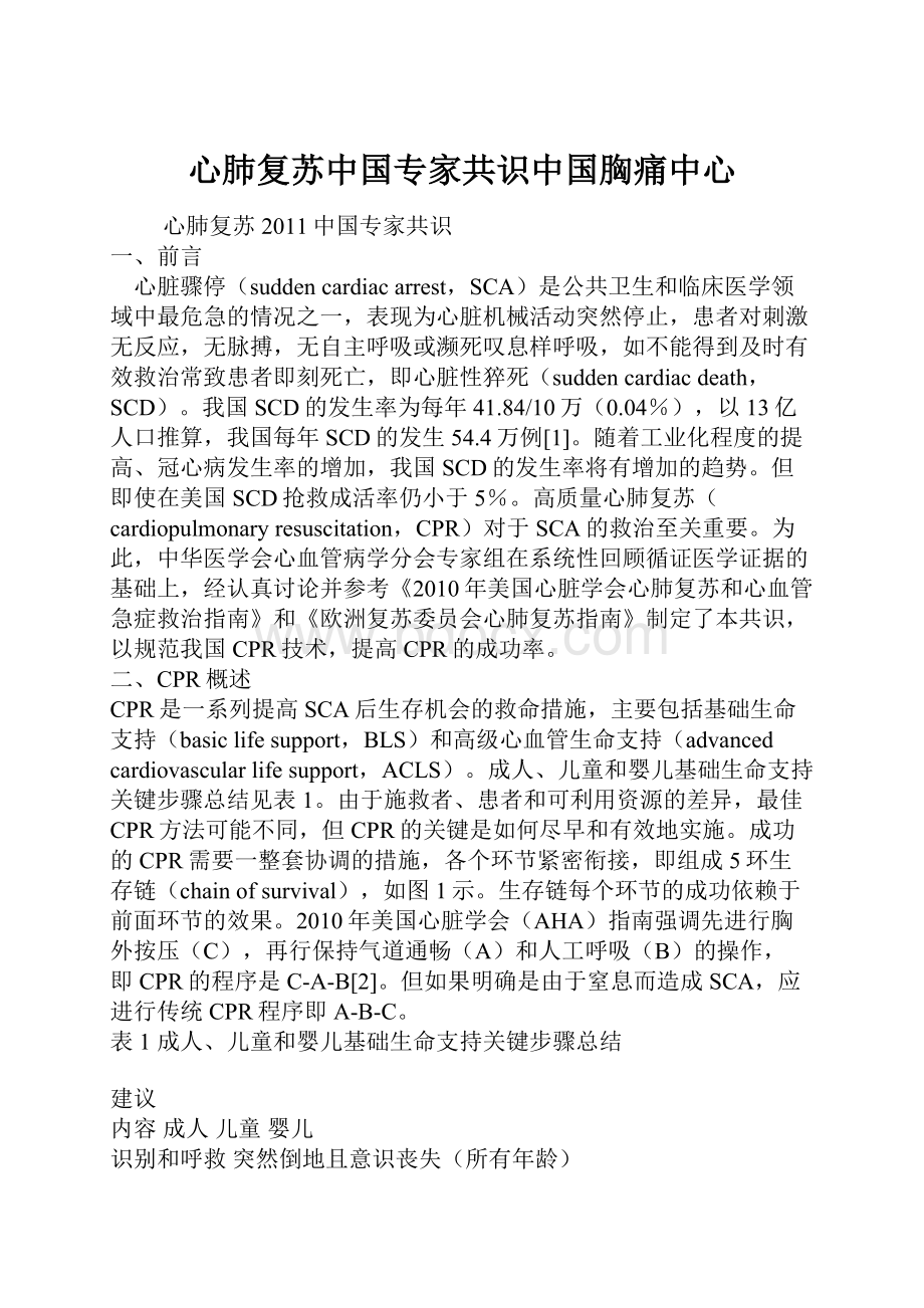 心肺复苏中国专家共识中国胸痛中心.docx_第1页