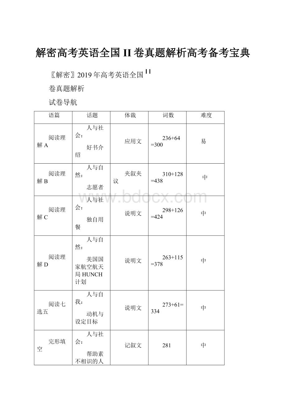 解密高考英语全国II卷真题解析高考备考宝典.docx