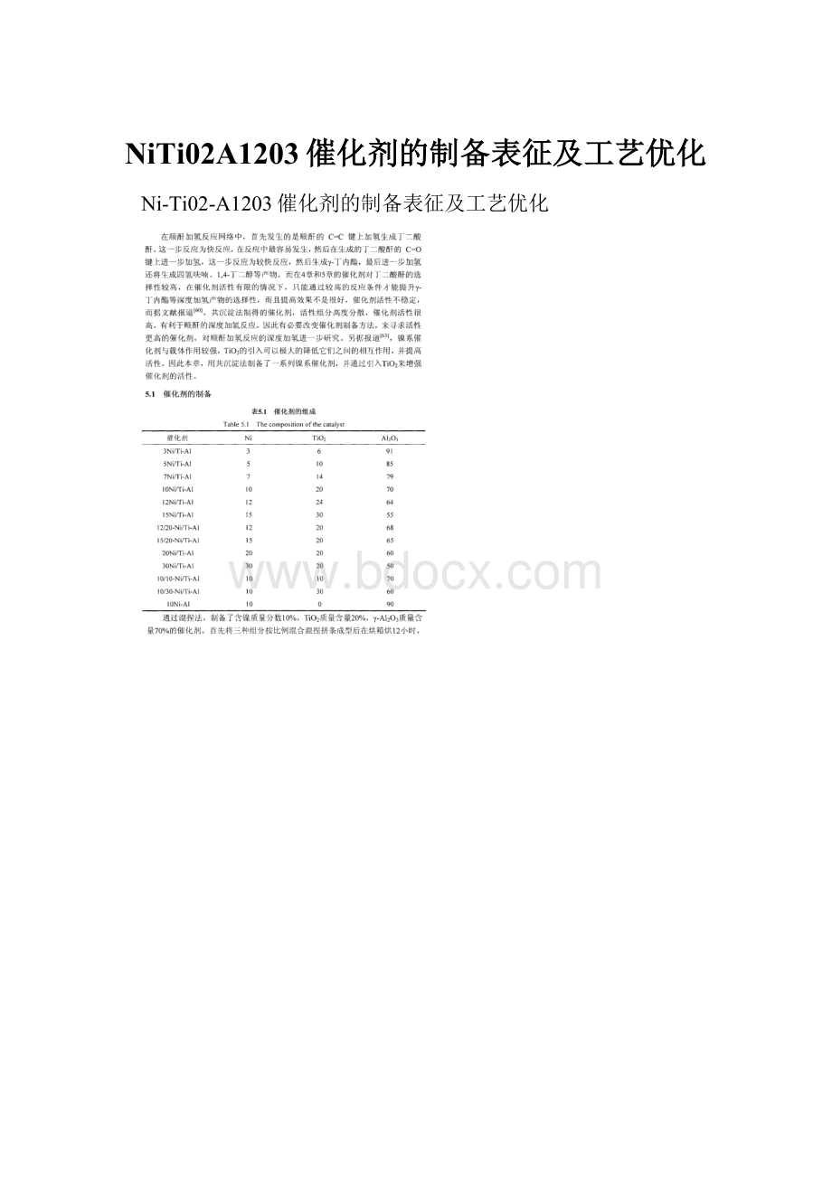 NiTi02A1203催化剂的制备表征及工艺优化.docx