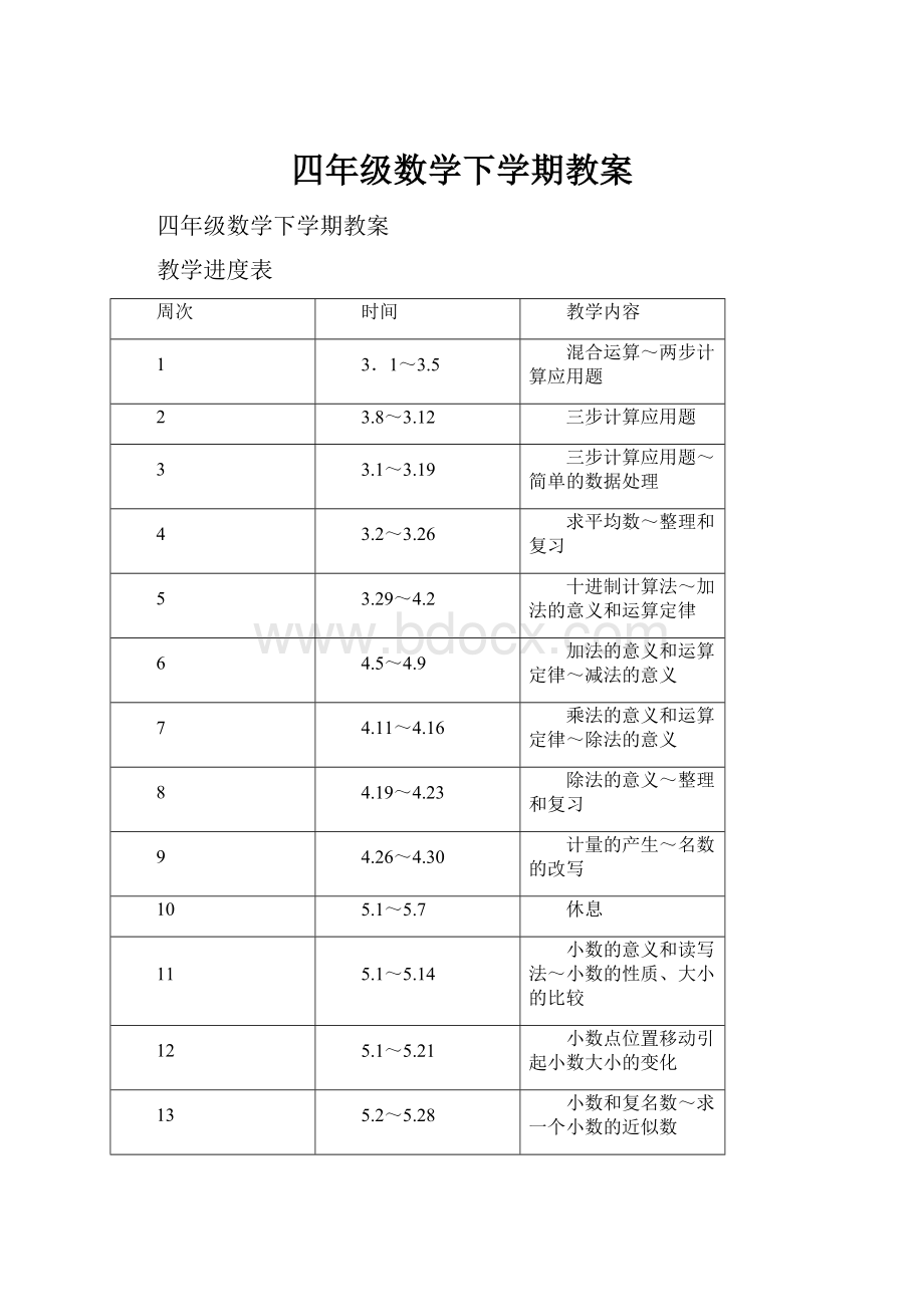 四年级数学下学期教案.docx_第1页