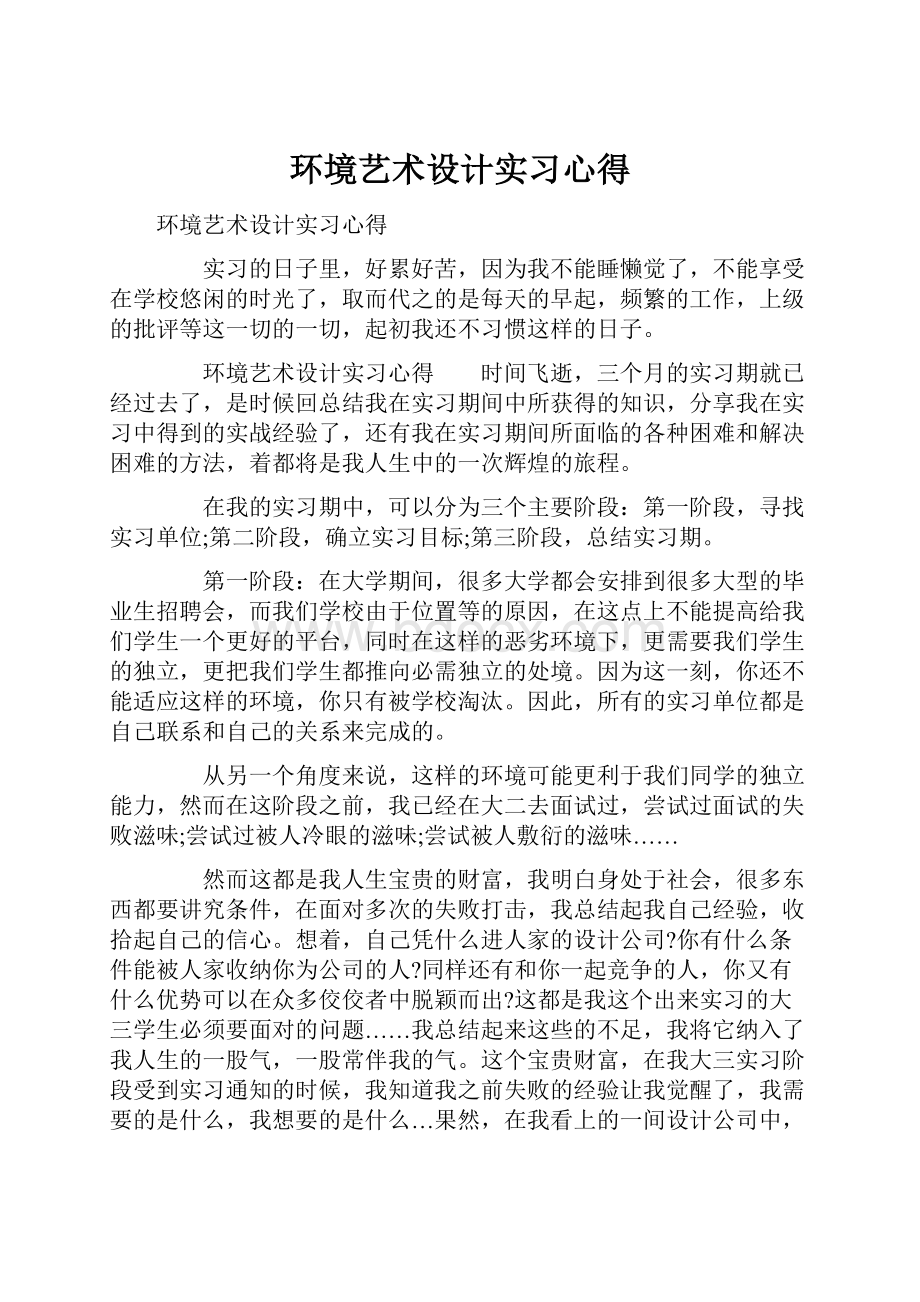 环境艺术设计实习心得.docx