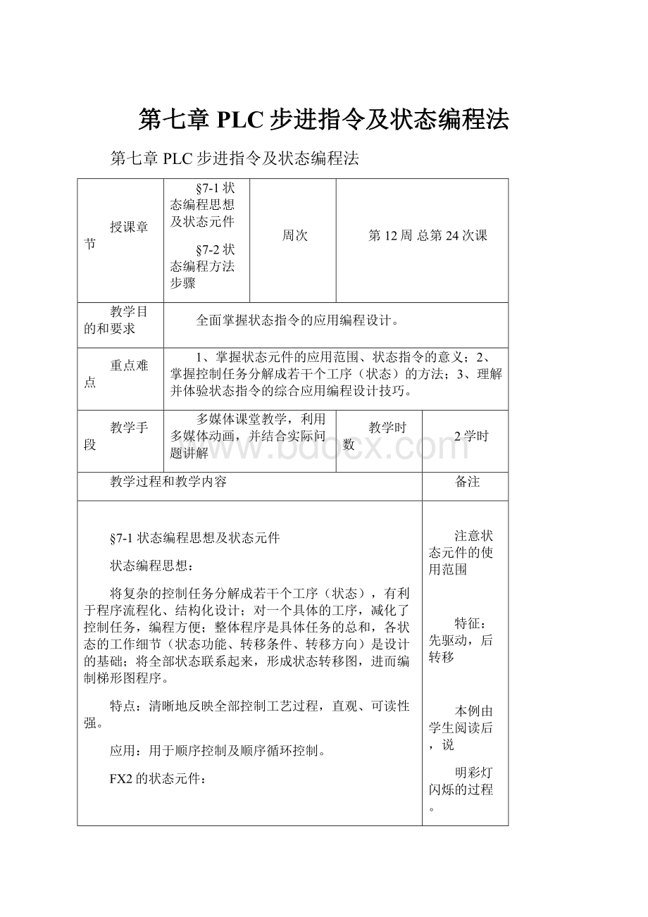 第七章PLC步进指令及状态编程法.docx