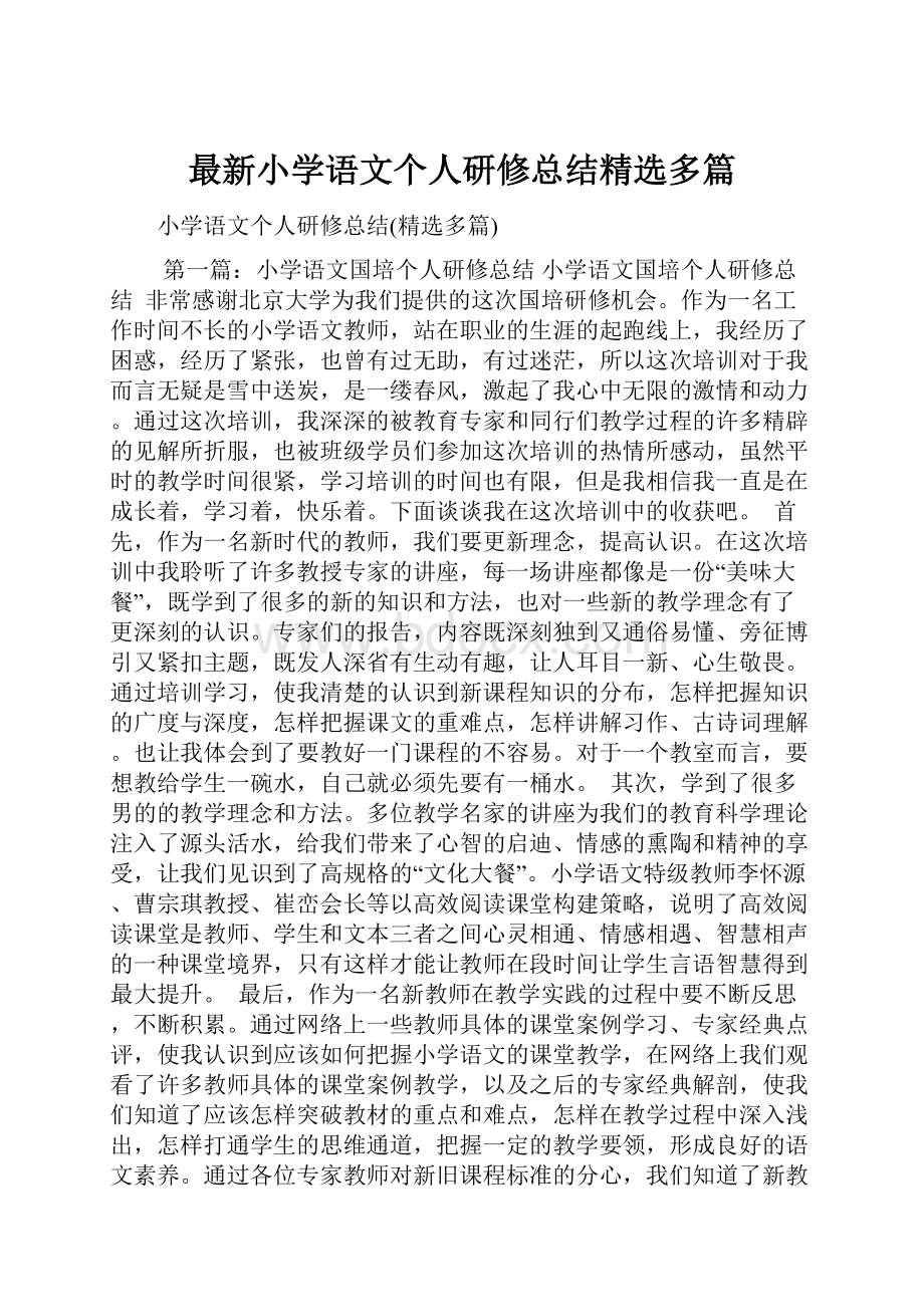 最新小学语文个人研修总结精选多篇.docx