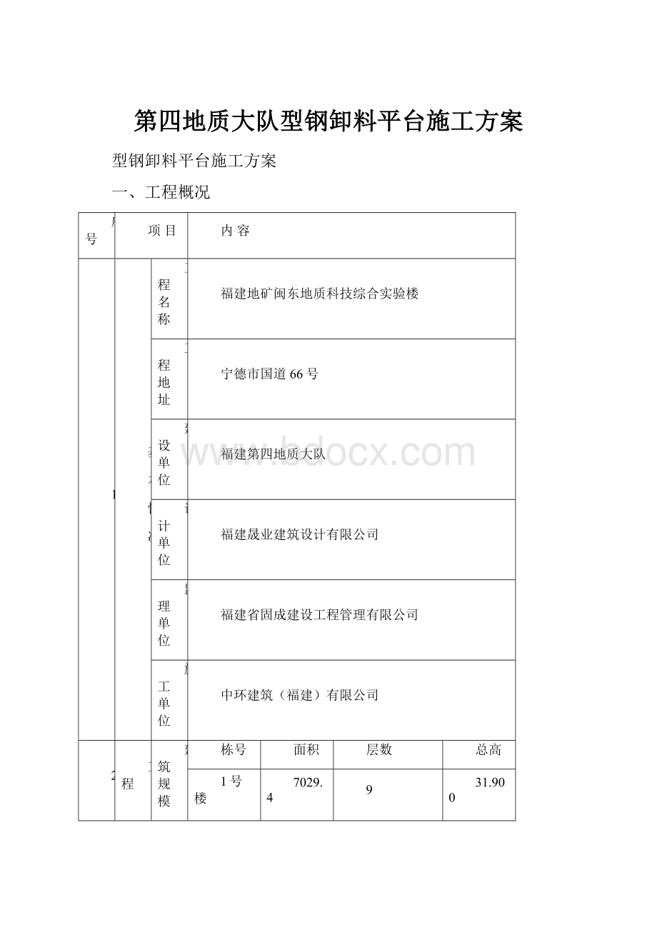 第四地质大队型钢卸料平台施工方案.docx