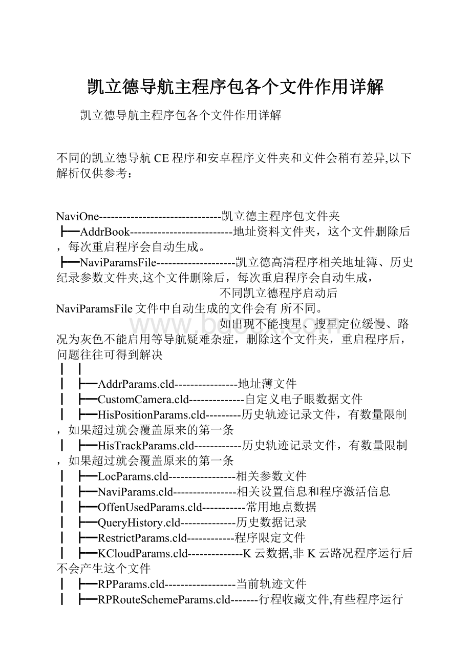 凯立德导航主程序包各个文件作用详解.docx