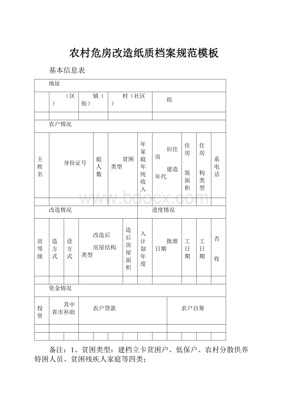 农村危房改造纸质档案规范模板.docx