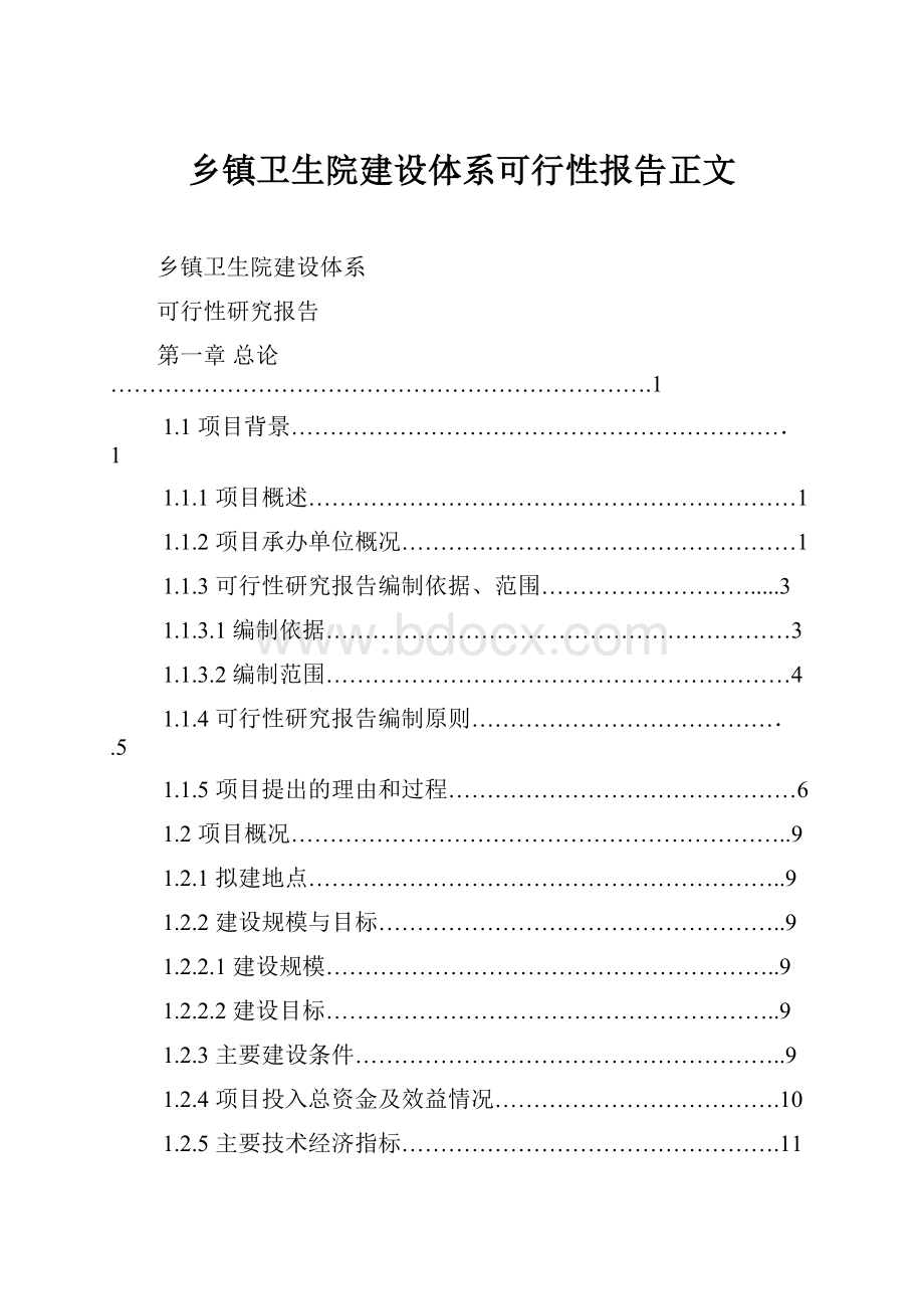 乡镇卫生院建设体系可行性报告正文.docx