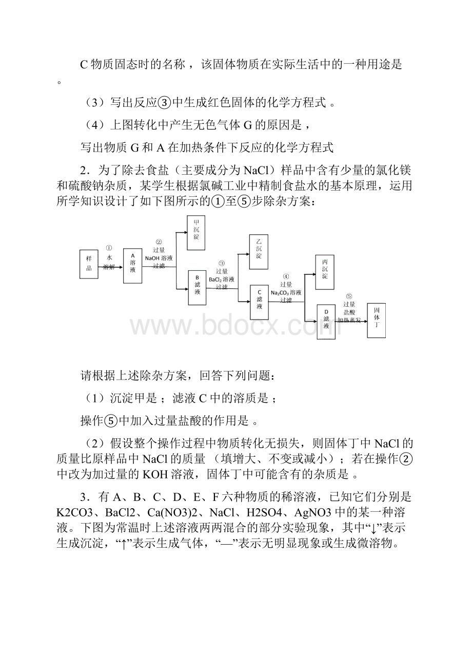 初三化学推断题专项练习含答案.docx_第3页