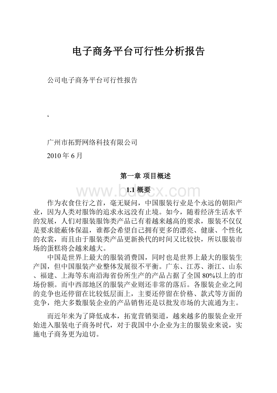 电子商务平台可行性分析报告.docx_第1页