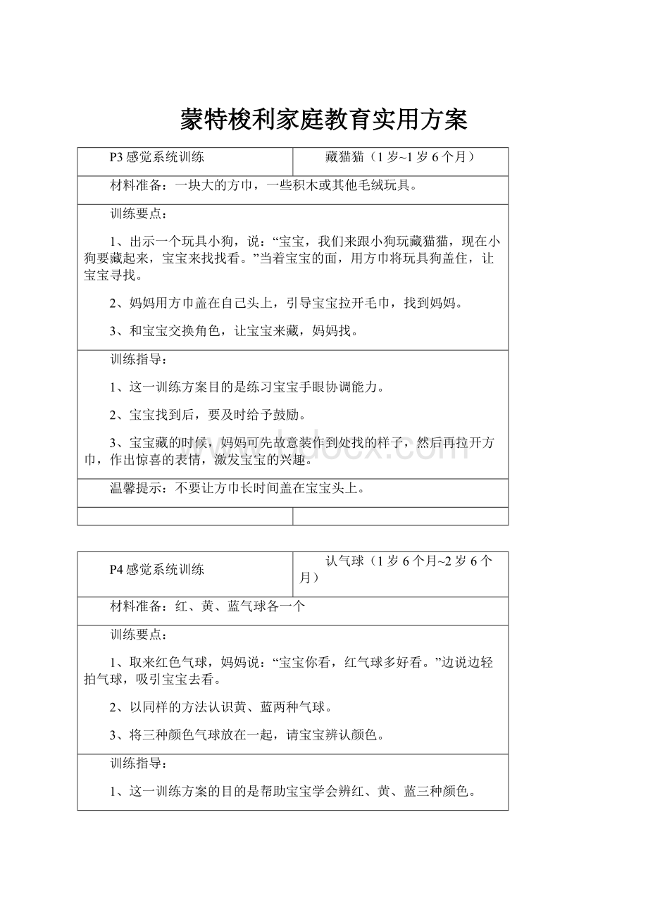 蒙特梭利家庭教育实用方案.docx