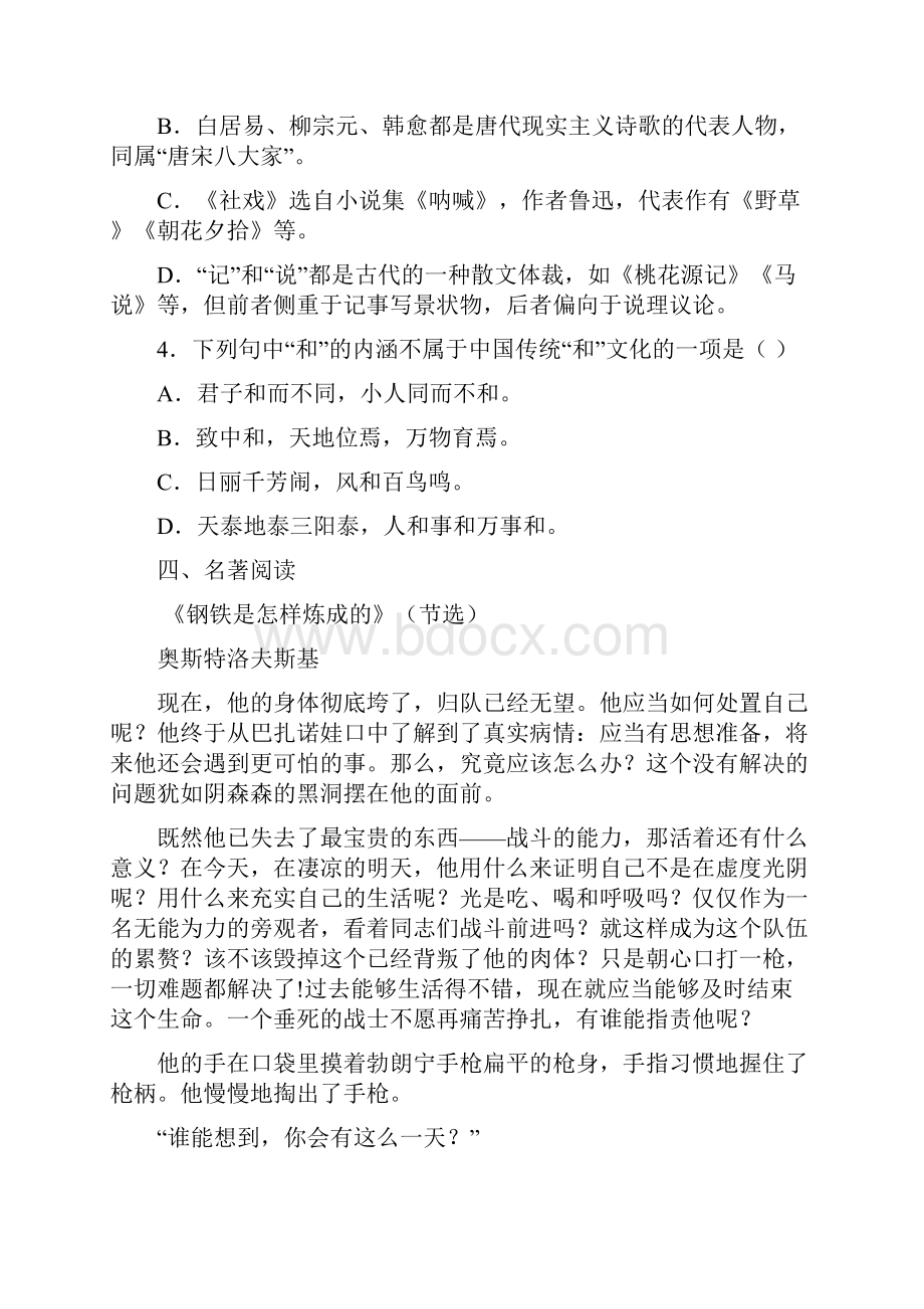 浙江省嘉兴市学年八年级下学期期末语文试题.docx_第3页