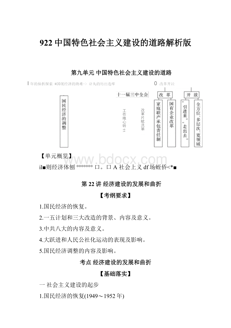 922中国特色社会主义建设的道路解析版.docx