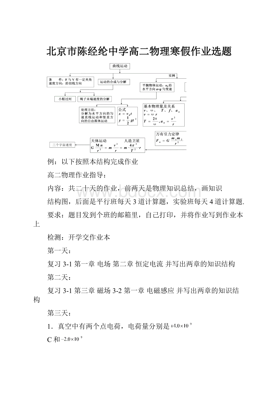 北京市陈经纶中学高二物理寒假作业选题.docx