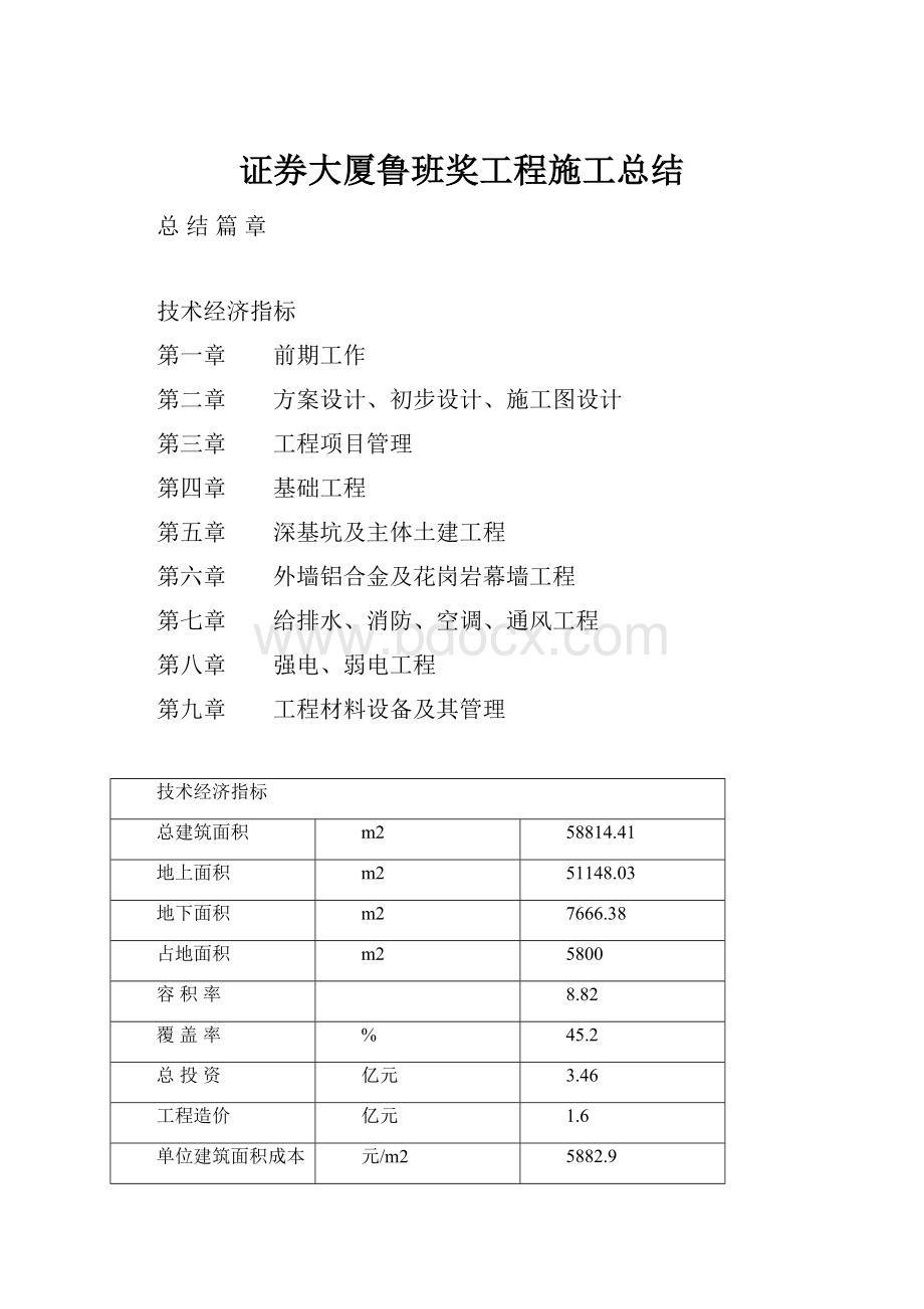 证券大厦鲁班奖工程施工总结.docx