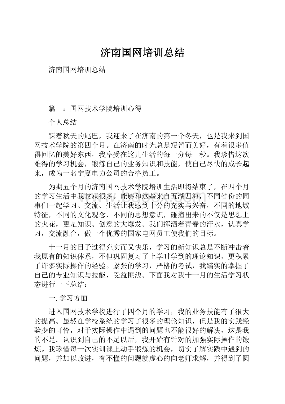 济南国网培训总结.docx