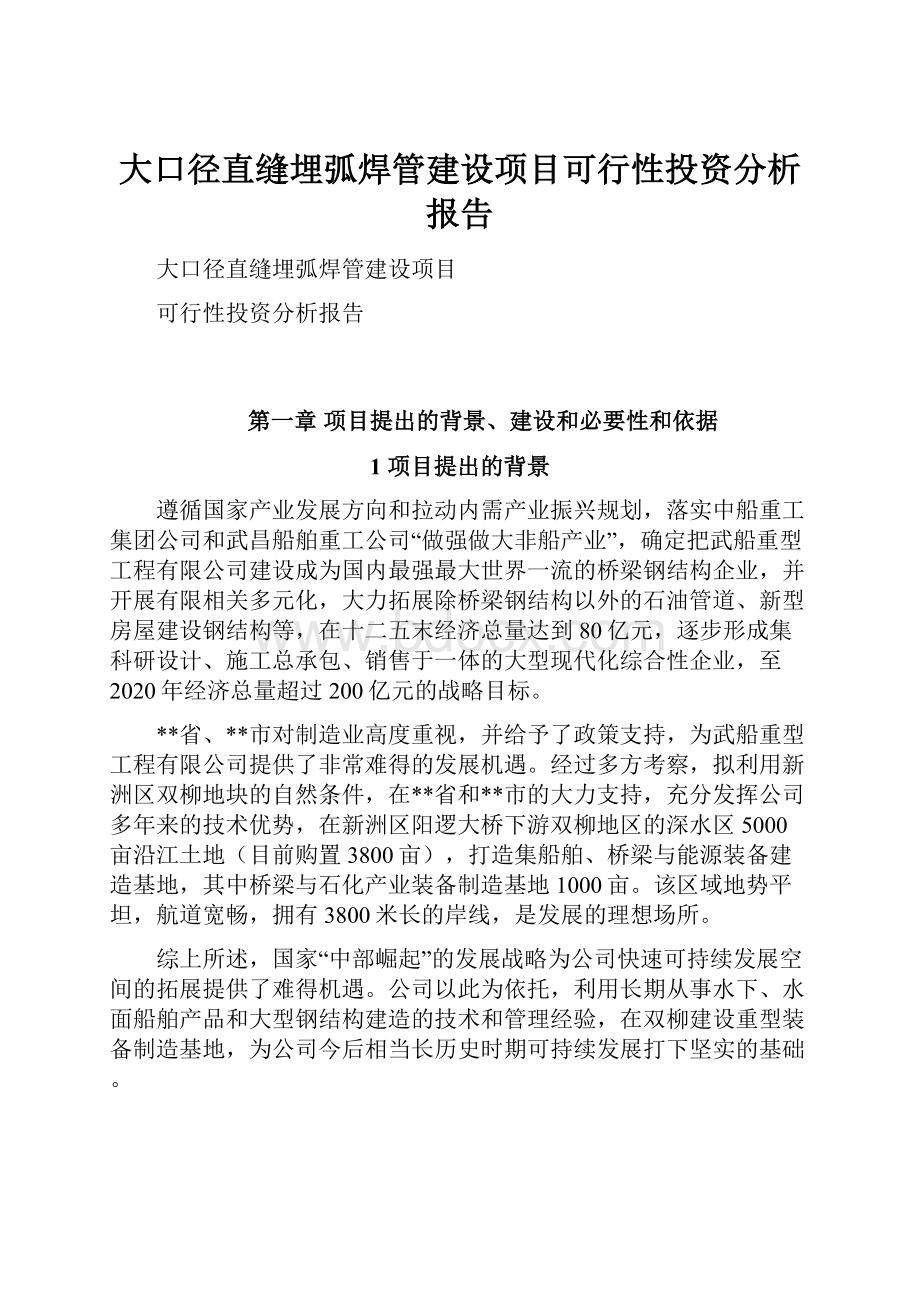 大口径直缝埋弧焊管建设项目可行性投资分析报告.docx_第1页