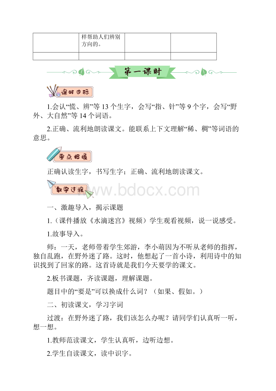 二年级下册语文教案17 要是你在野外迷了路2课时含教学反思人教部编版.docx_第2页