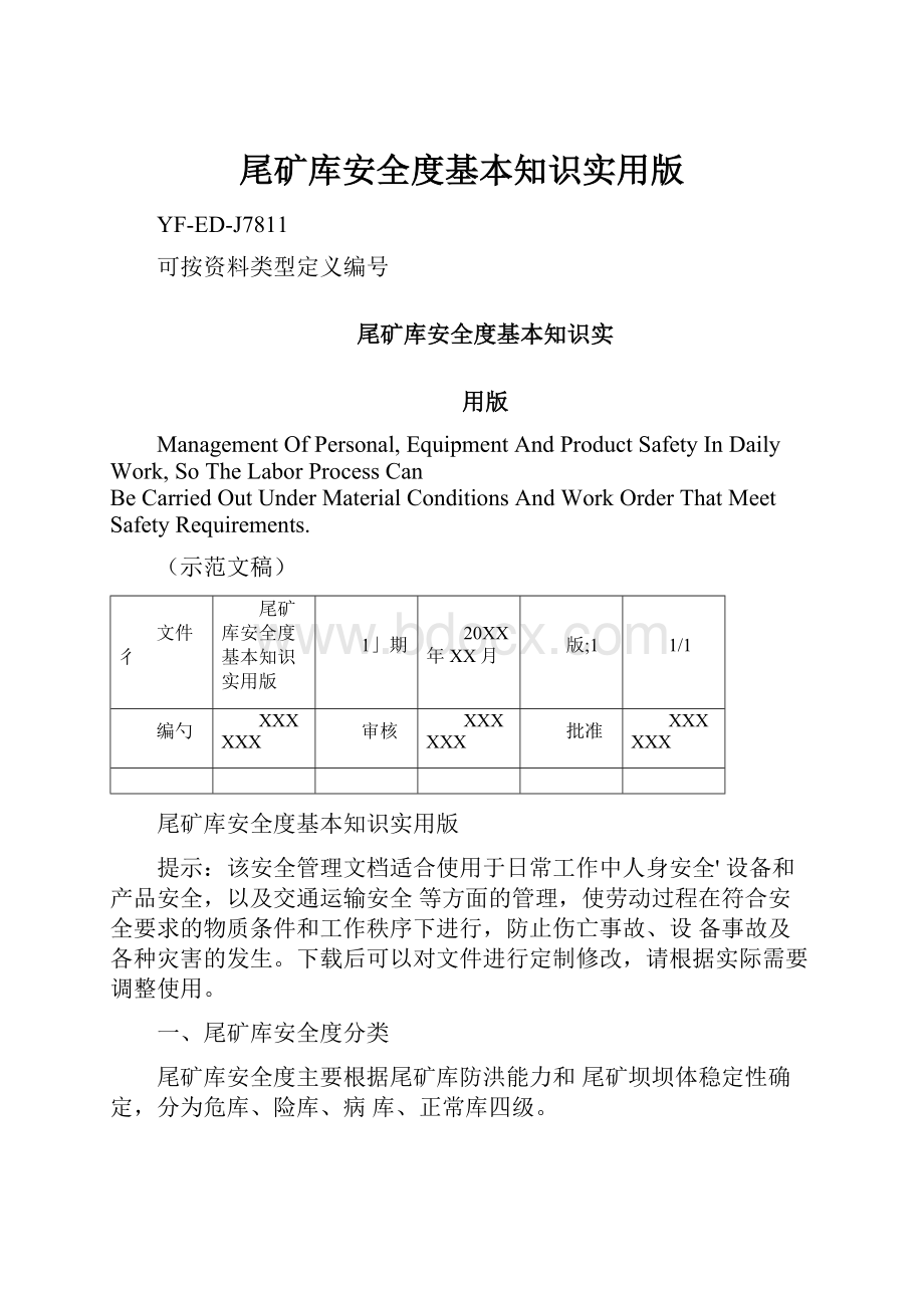 尾矿库安全度基本知识实用版.docx_第1页