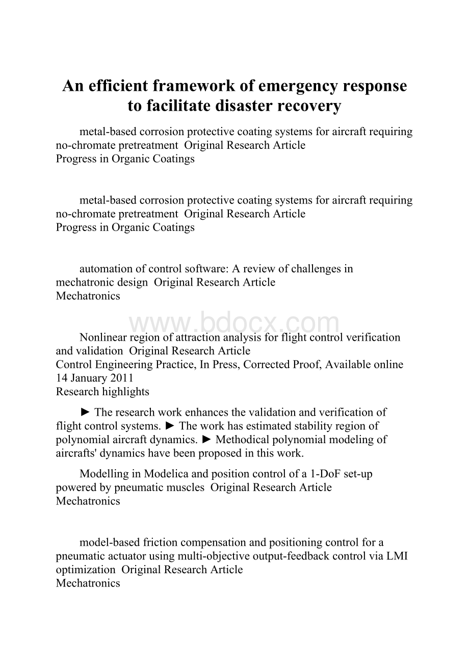 An efficient framework of emergency response to facilitate disaster recovery.docx