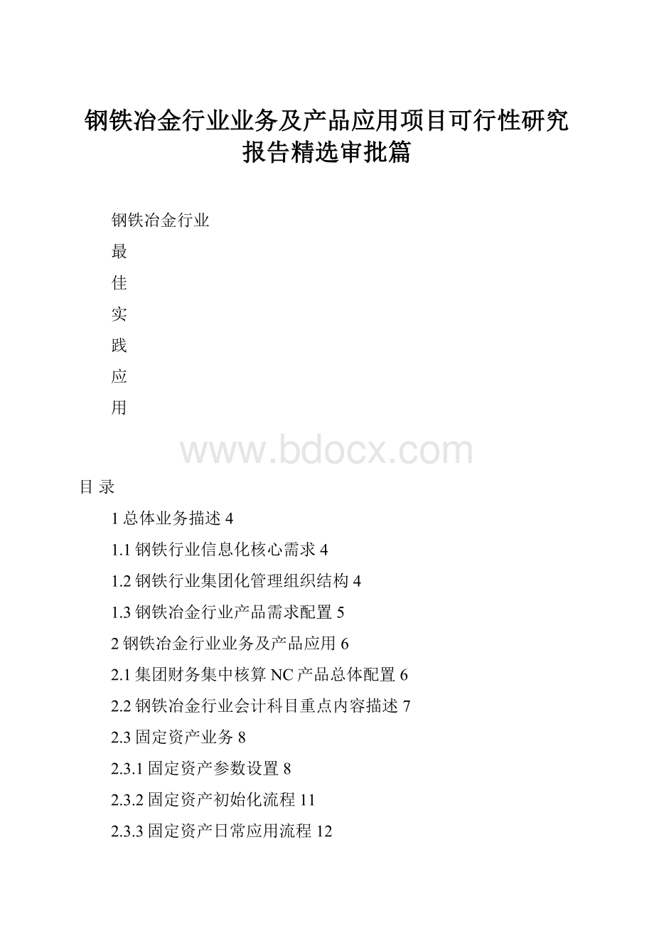 钢铁冶金行业业务及产品应用项目可行性研究报告精选审批篇.docx