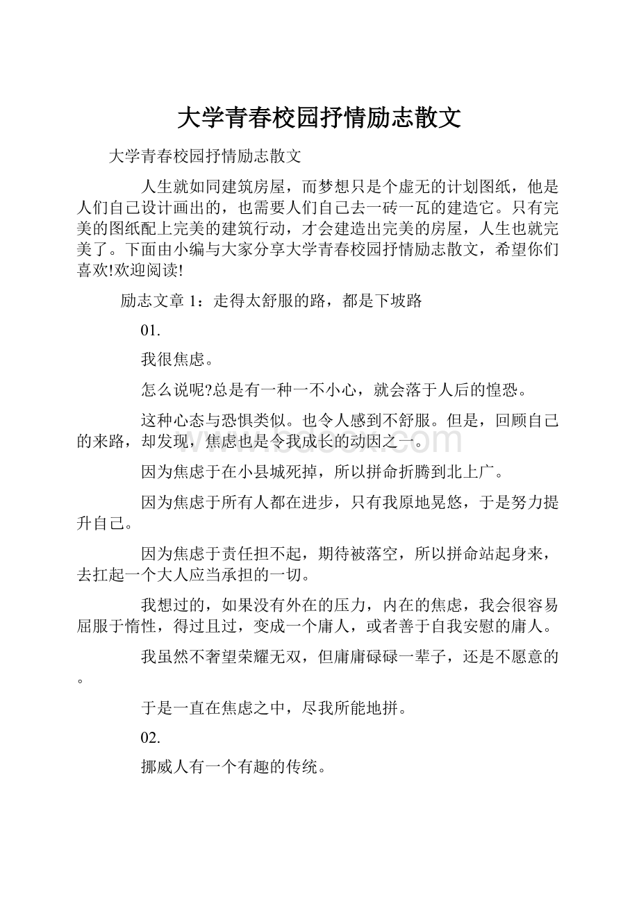 大学青春校园抒情励志散文.docx