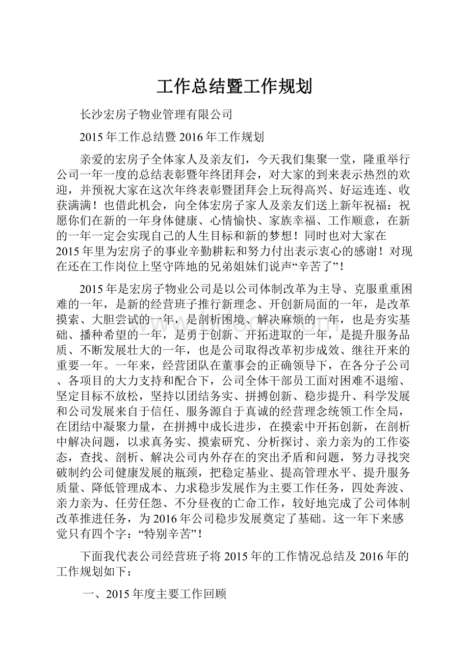 工作总结暨工作规划.docx