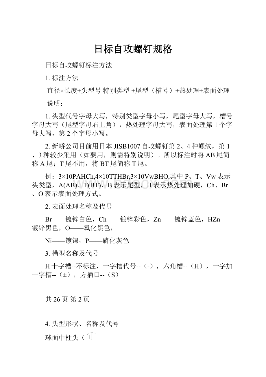 日标自攻螺钉规格.docx