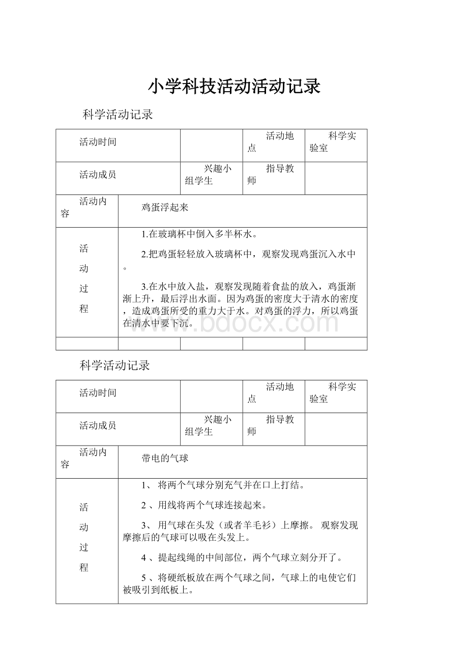 小学科技活动活动记录.docx_第1页