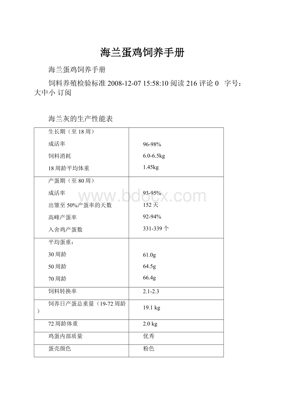 海兰蛋鸡饲养手册.docx