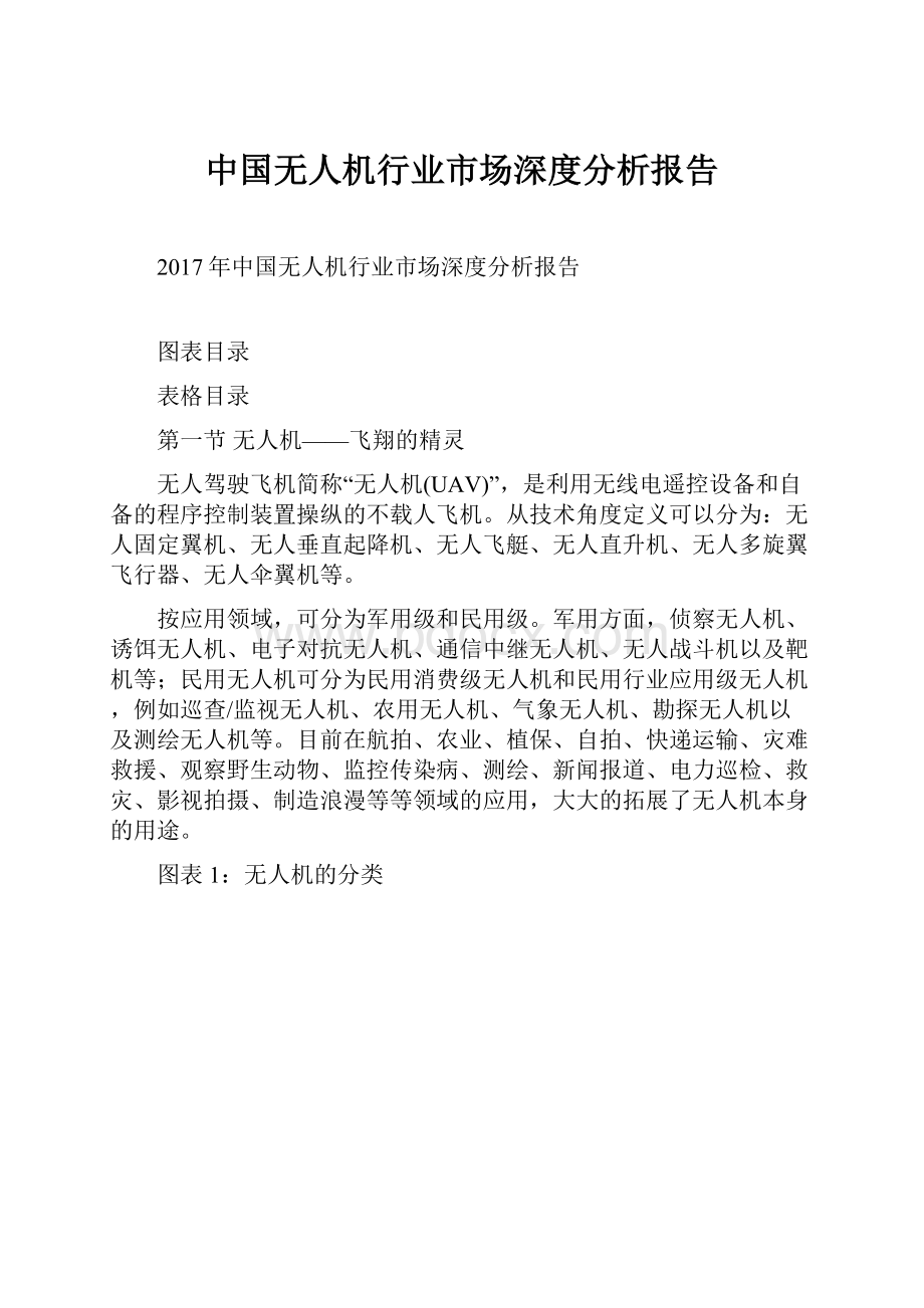 中国无人机行业市场深度分析报告.docx_第1页