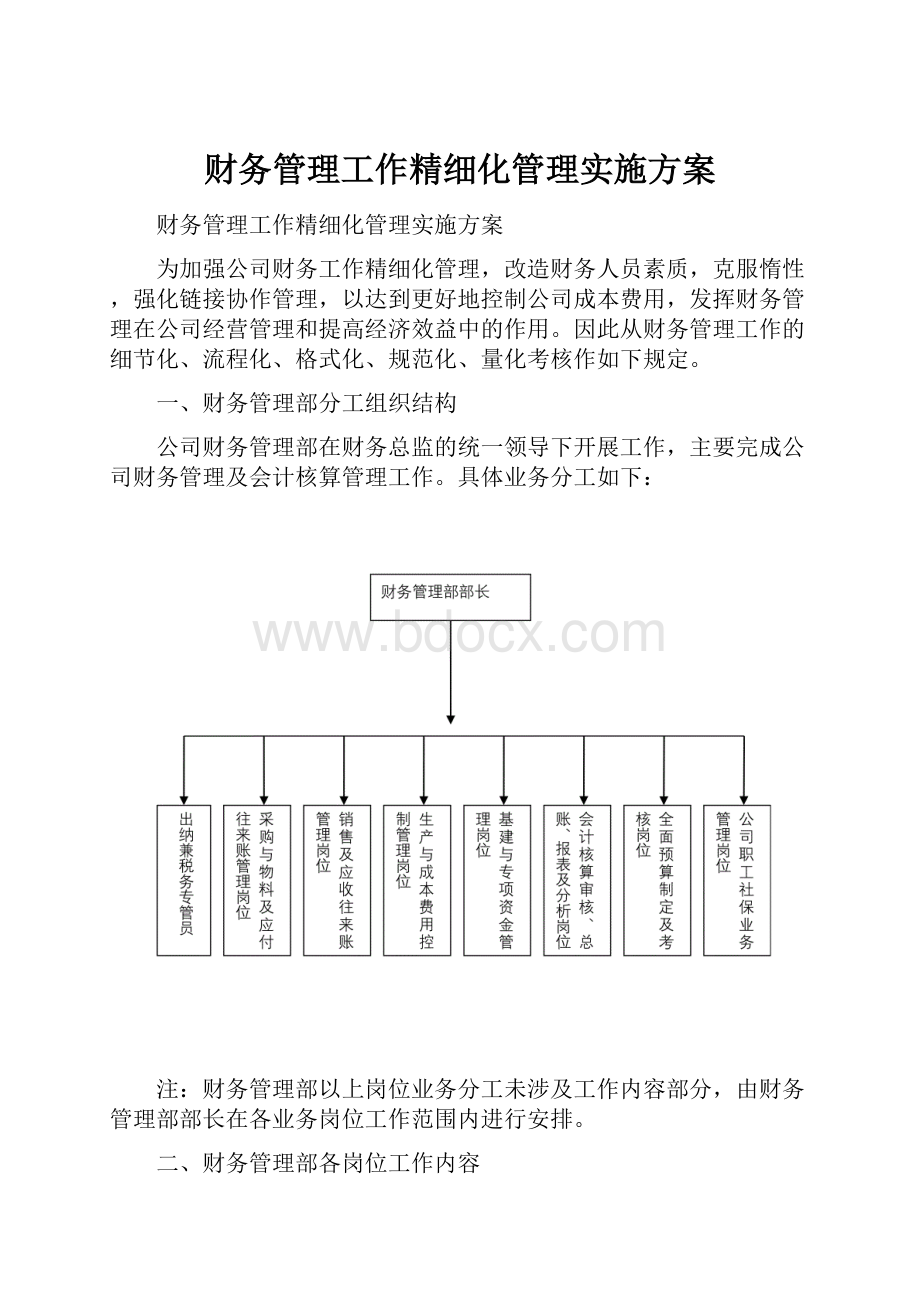 财务管理工作精细化管理实施方案.docx