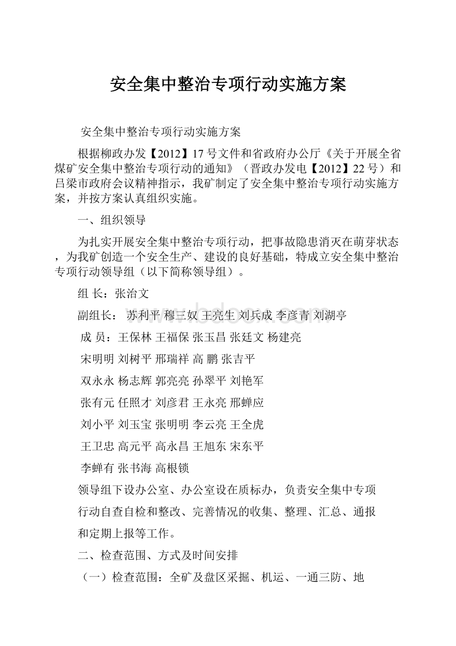 安全集中整治专项行动实施方案.docx