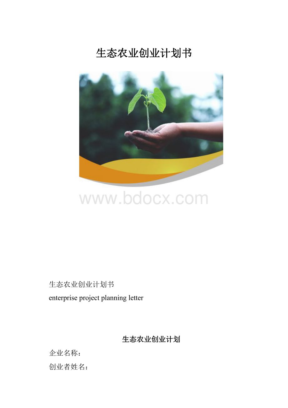 生态农业创业计划书.docx