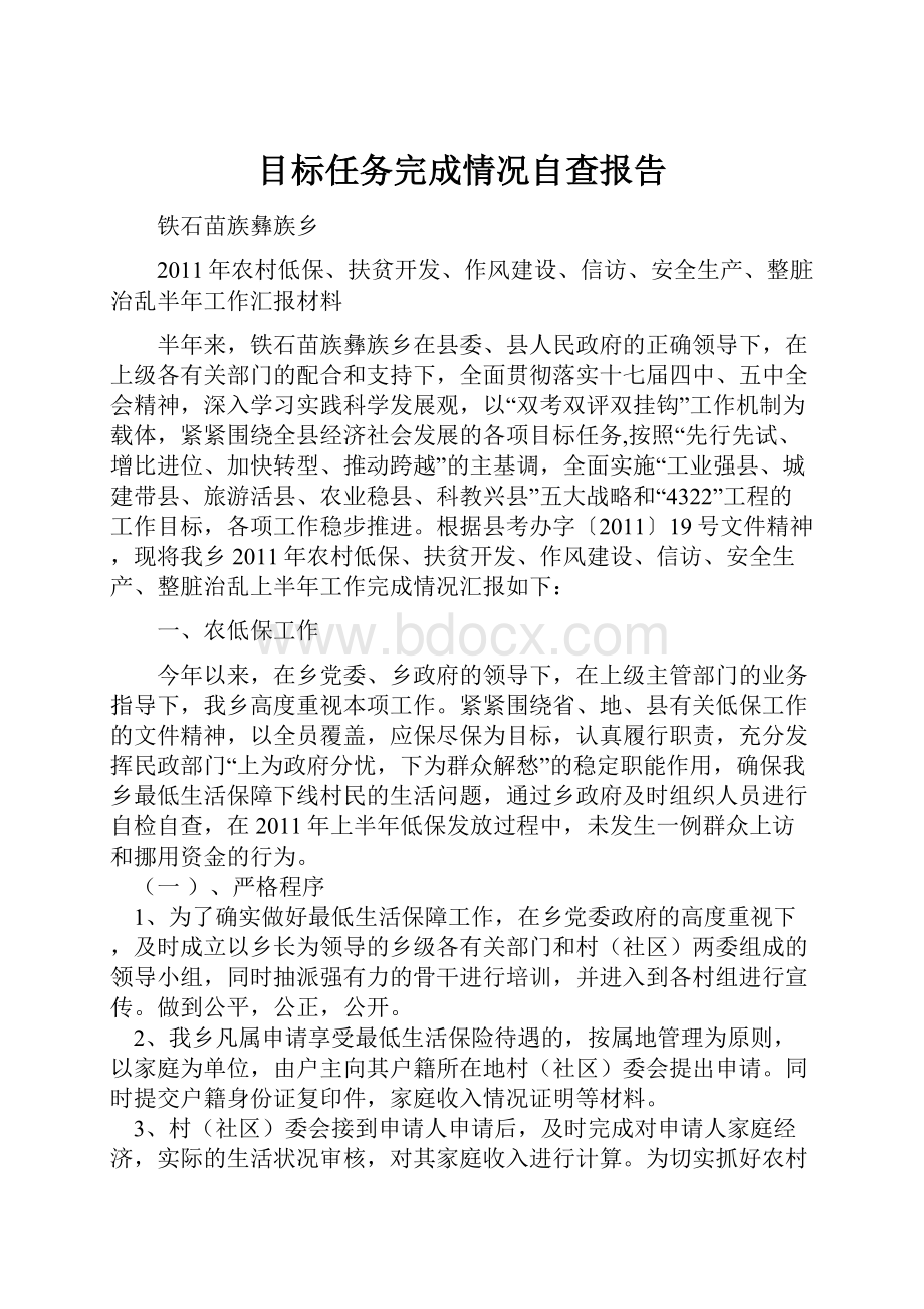 目标任务完成情况自查报告.docx