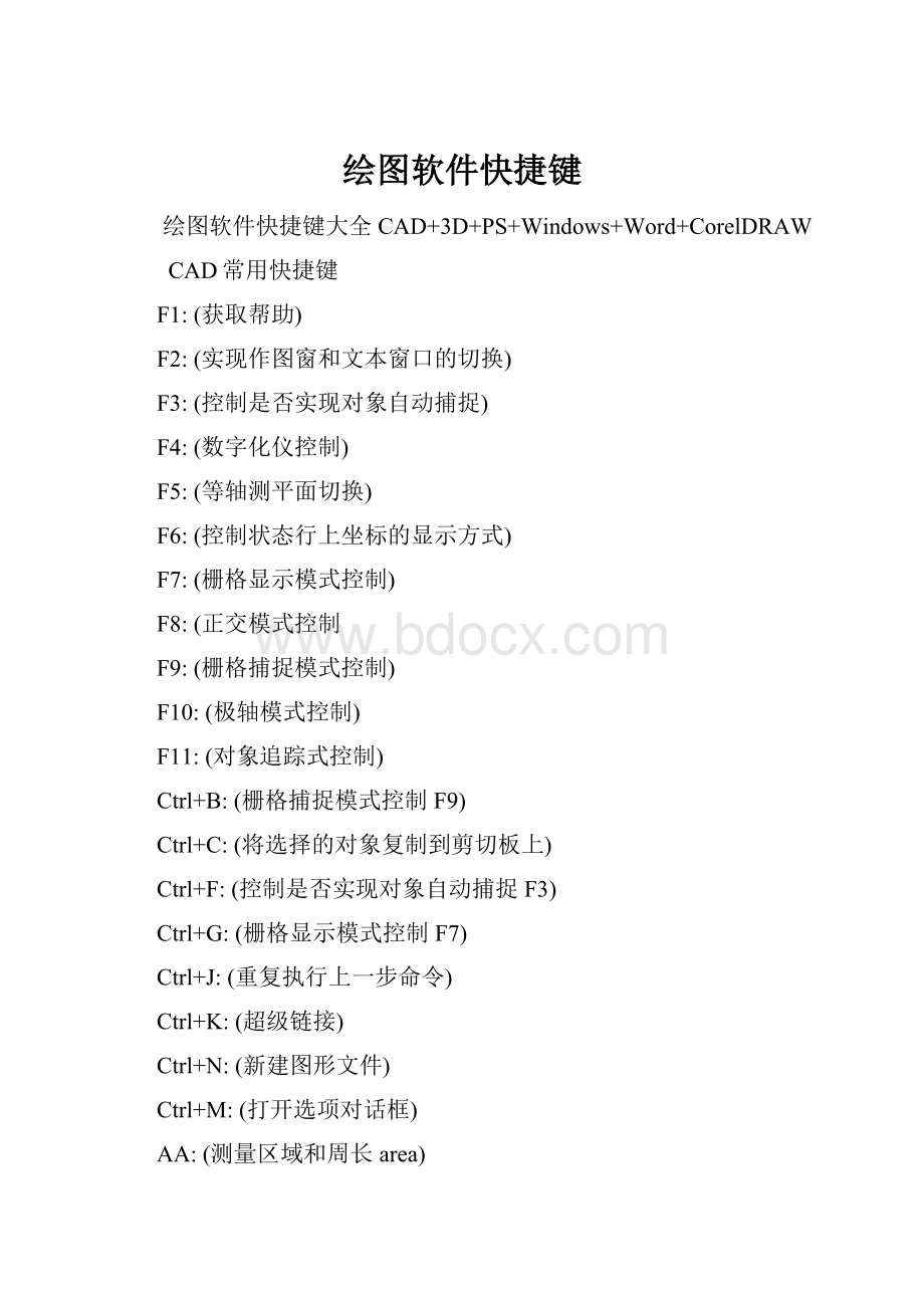 绘图软件快捷键.docx_第1页