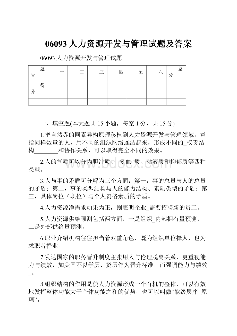 06093人力资源开发与管理试题及答案.docx