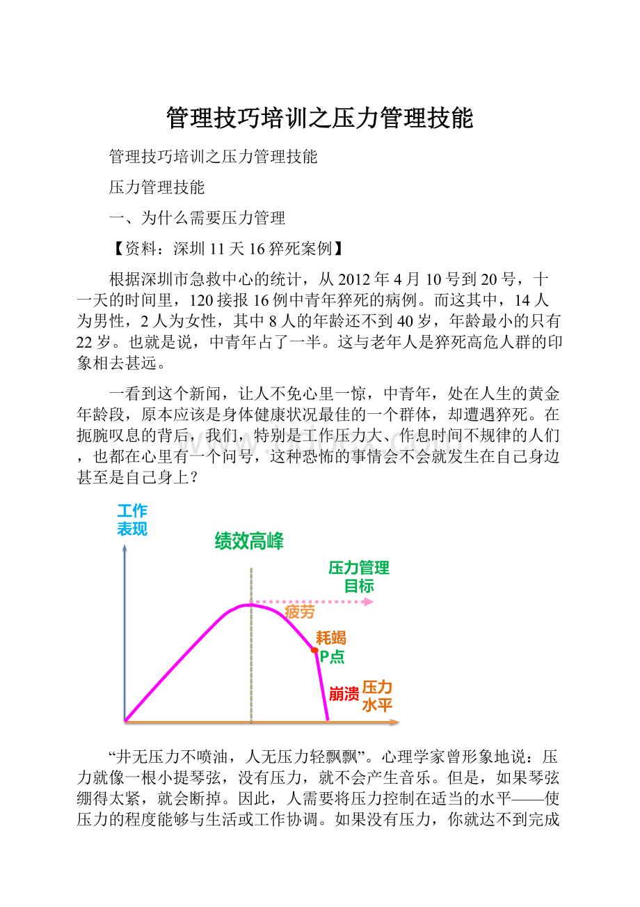 管理技巧培训之压力管理技能.docx