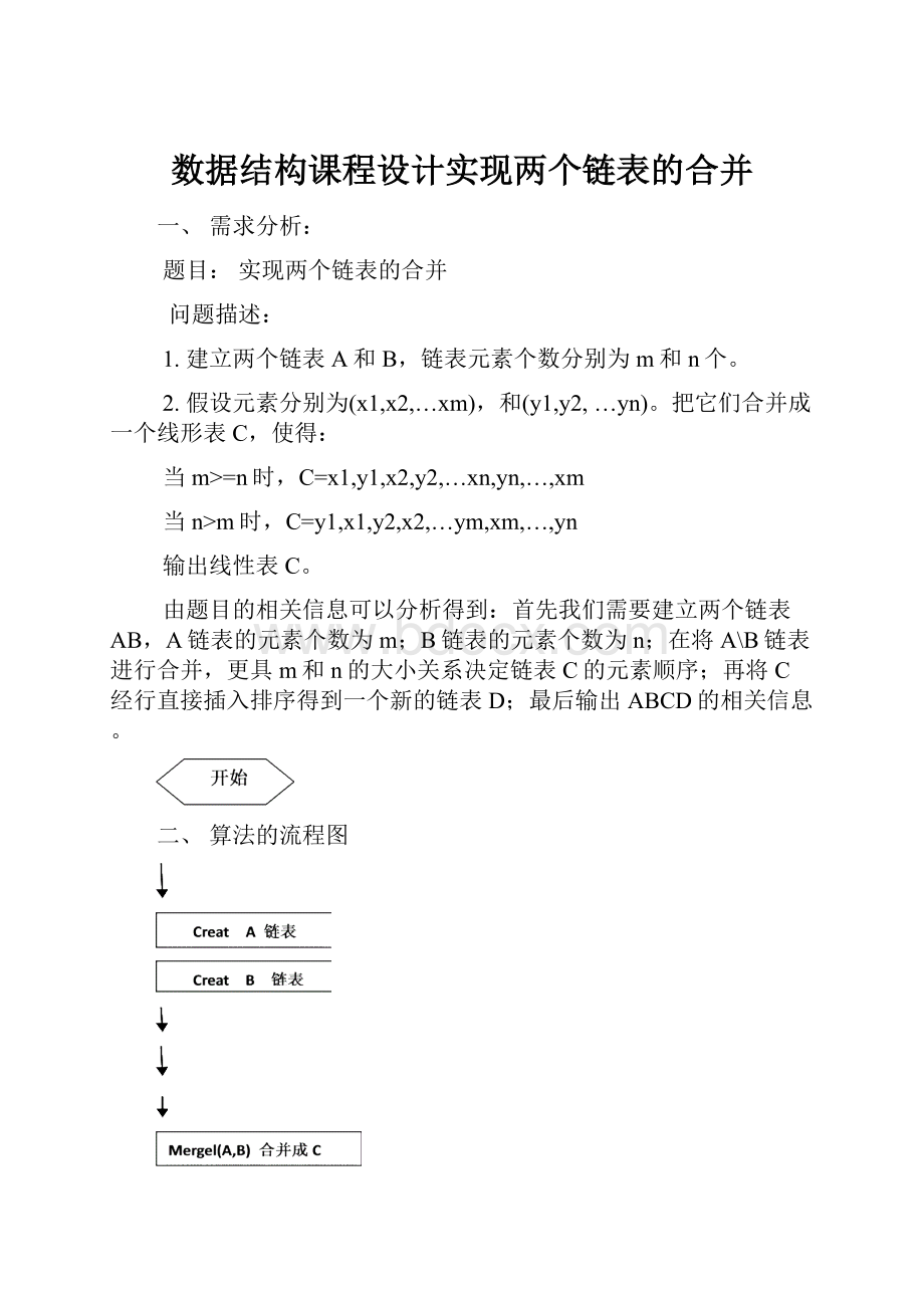 数据结构课程设计实现两个链表的合并.docx_第1页