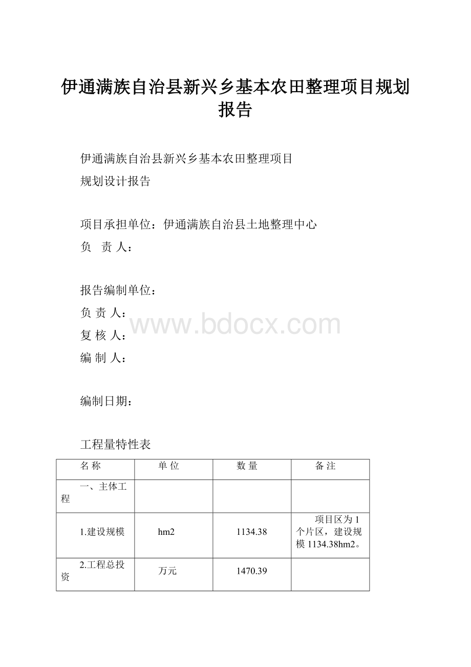 伊通满族自治县新兴乡基本农田整理项目规划报告.docx