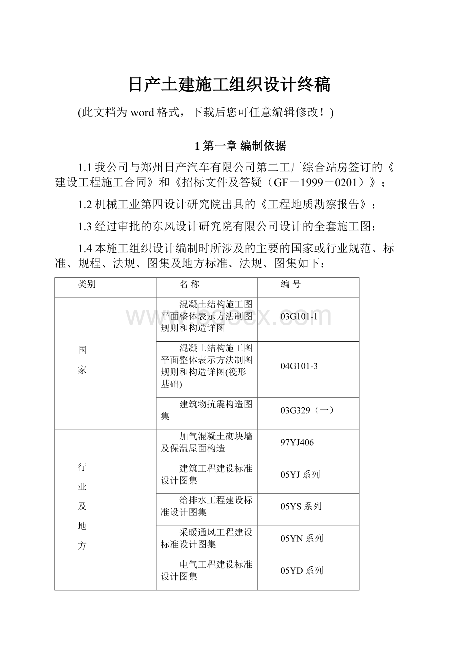 日产土建施工组织设计终稿.docx_第1页