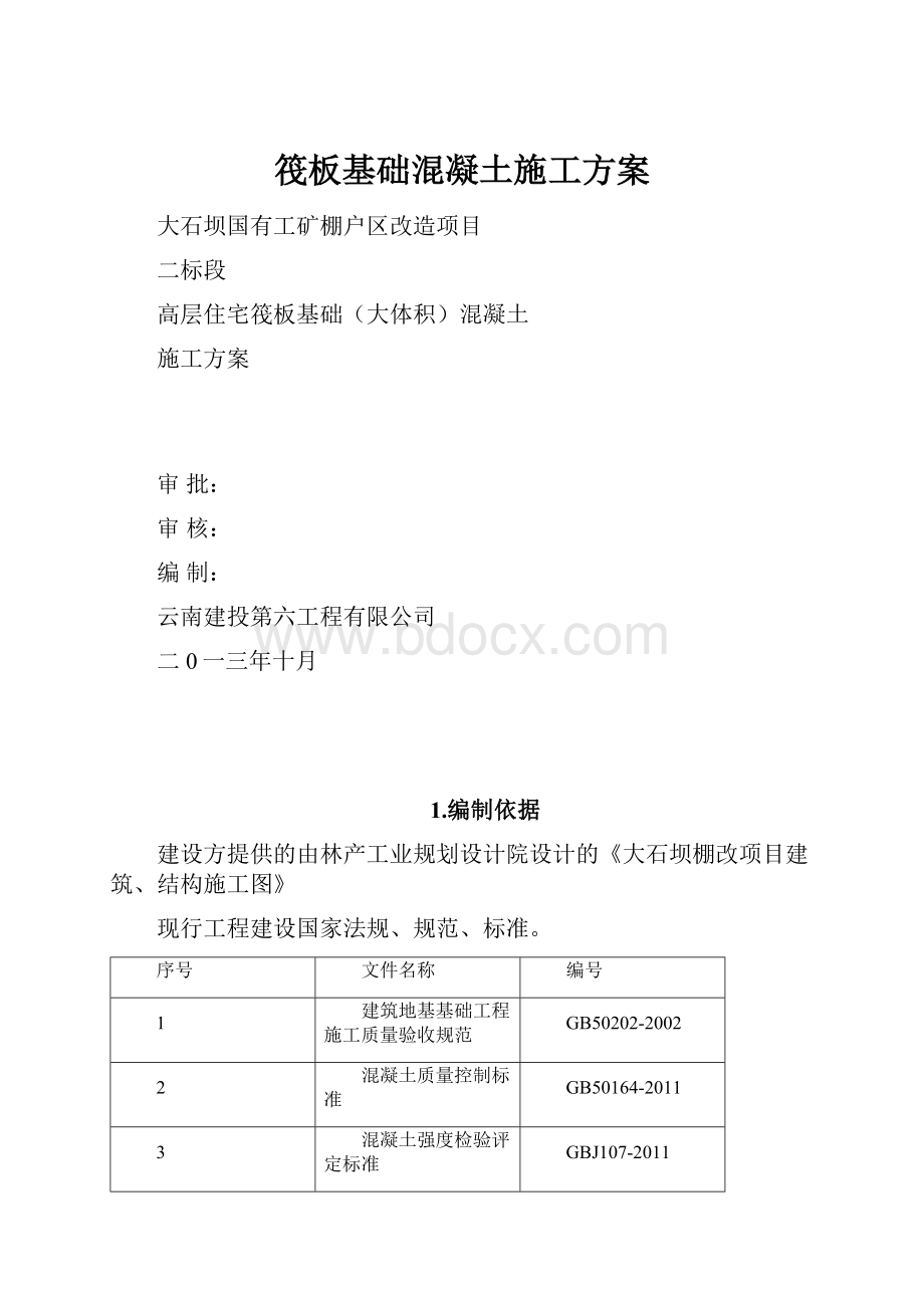 筏板基础混凝土施工方案.docx_第1页