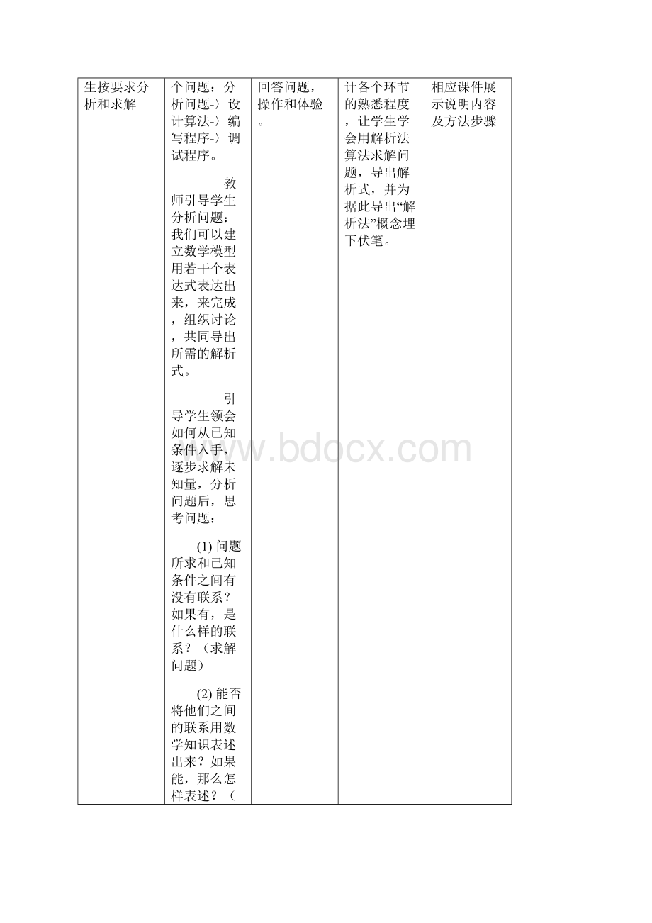 高中信息技术31 用解析法解决问题教学设计学情分析教材分析课后反思.docx_第3页