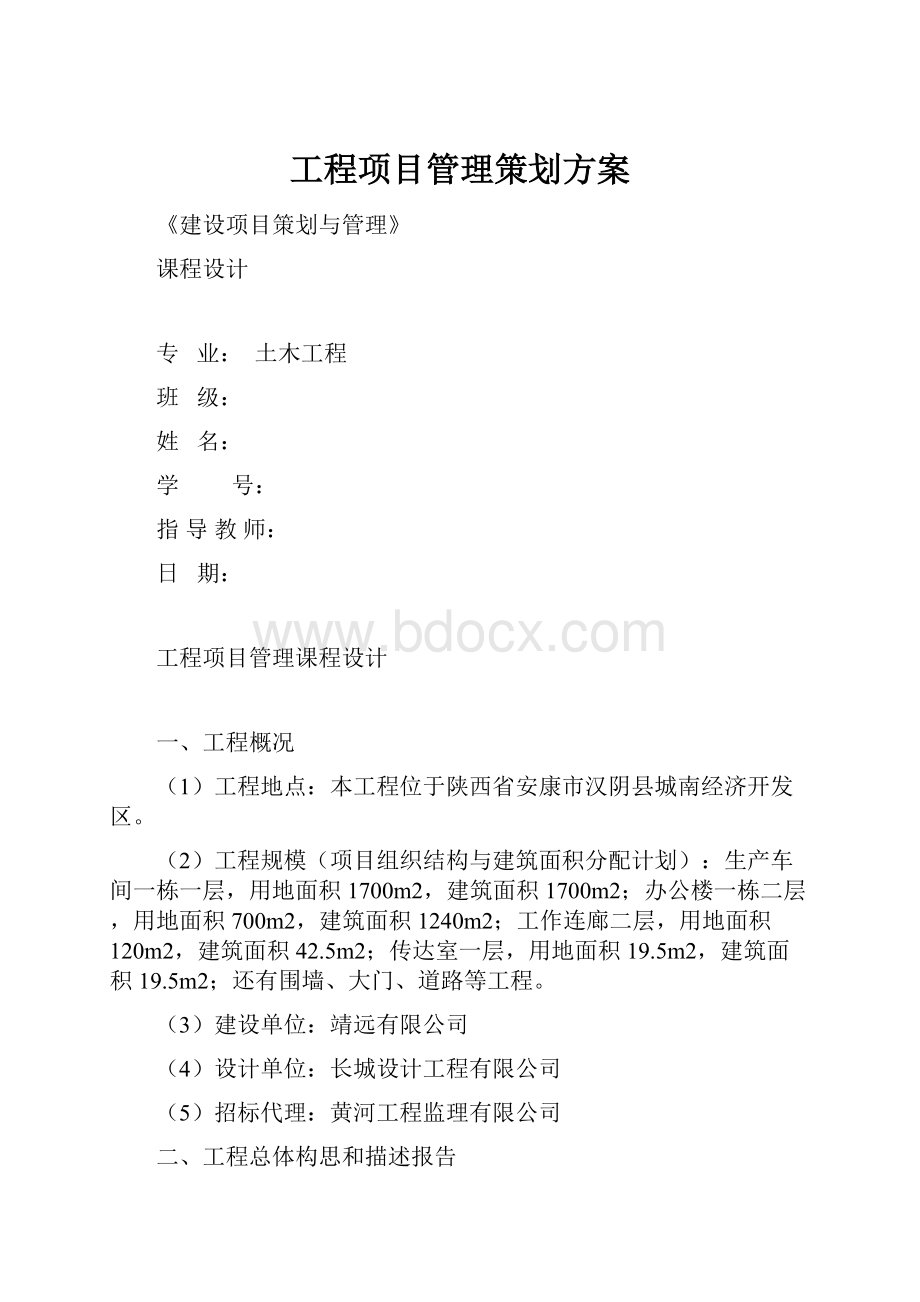 工程项目管理策划方案.docx