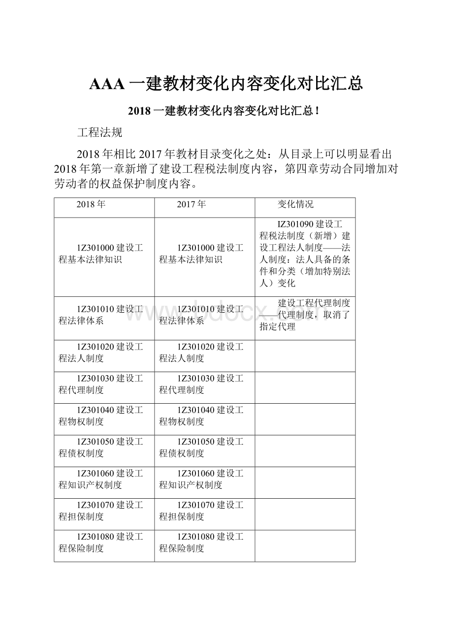 AAA一建教材变化内容变化对比汇总.docx