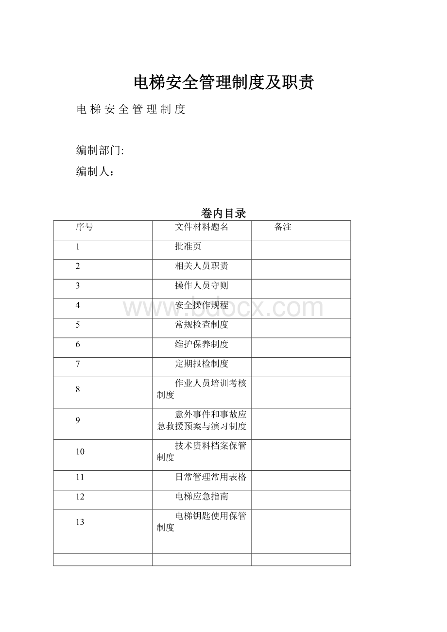 电梯安全管理制度及职责.docx