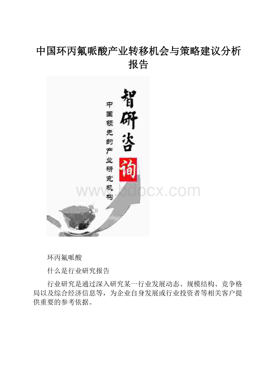 中国环丙氟哌酸产业转移机会与策略建议分析报告.docx