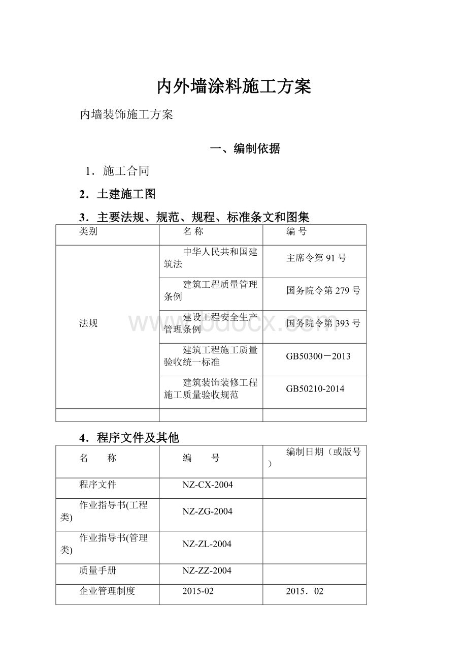 内外墙涂料施工方案.docx_第1页