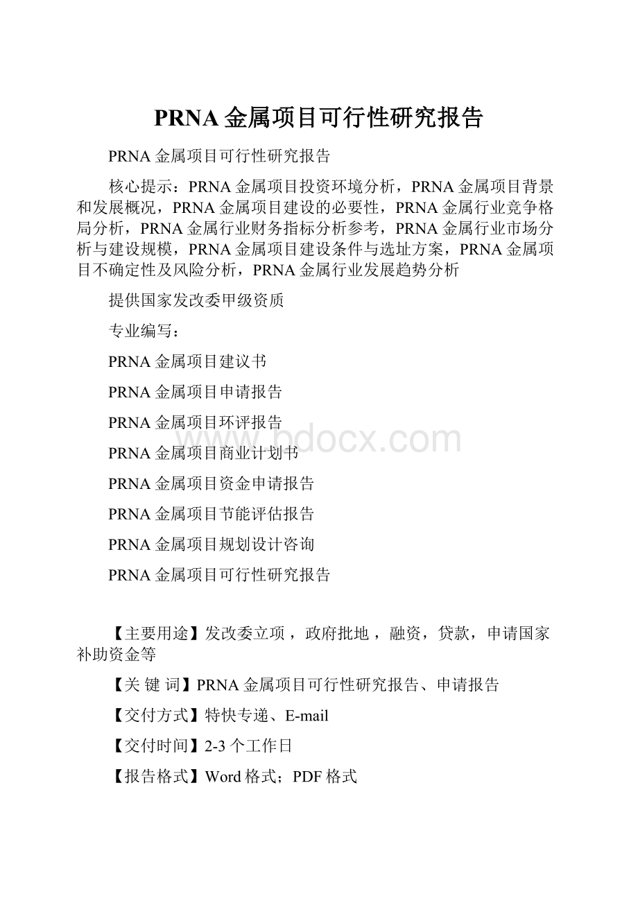 PRNA金属项目可行性研究报告.docx